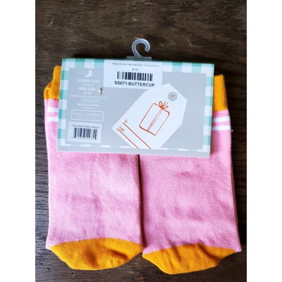 Simply Southern Socks Suck it Up Buttercup Pink Orange Non Slip Unisex - Picture 3 of 3